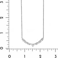 18K White Gold Curve Bar Multi Shaped Diamond Curved Bar Necklace