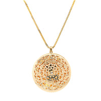 Leo Pizzo 18K Yellow Gold Pave Diamond Large Disc Pendant Necklace