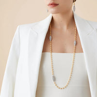 Marco Bicego Limited Edition 18K Yellow Gold Africa Alta Bead and Diamond Station Necklace