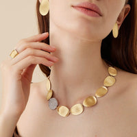 Marco Bicego 18K Yellow and White Gold Lunaria Diamond Leaf Necklace