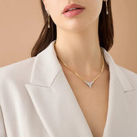 Marco Bicego Marrakech 18K Yellow and White Gold Diamond V Cluster Necklace