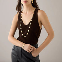 Marco Bicego Lunaria 18K Yellow Gold Long Leaf Diamond Necklace