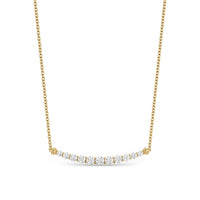 Petite Pavé Tapered Bar Necklace 18K Yellow Gold with Diamonds, 1mm