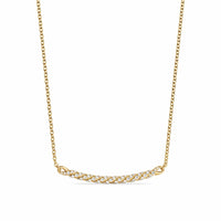 Sculpted Cable Bar Necklace 18K Yellow Gold with Diamonds, 2.7mm