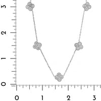 14K White Gold Diamond Station Quatrefoil Motif Necklace