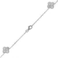 14K White Gold Diamond Station Quatrefoil Motif Necklace
