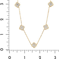 14K Yellow Gold Diamond Station Quatrefoil Motif Necklace