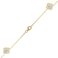 14K Yellow Gold Diamond Station Quatrefoil Motif Necklace