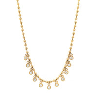 14K Yellow Gold Diamond Beaded Cleopatra Style Necklace