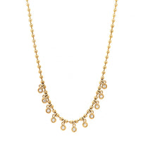 14K Yellow Gold Diamond Beaded Cleopatra Style Necklace
