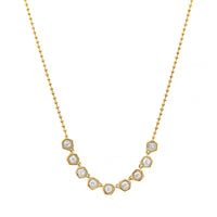 14K Yellow Gold Hexagon Bezel Set Diamond Necklace