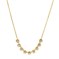14K Yellow Gold Hexagon Bezel Set Diamond Necklace