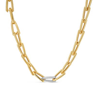 Roberto Coin 18K Yellow Gold Oro Pave Diamond Link Necklace