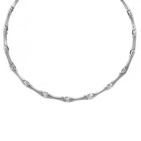 Etho Maria Platinum and 18K White Gold Oval Diamond Bar Necklace
