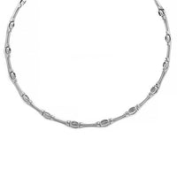 Etho Maria Platinum and 18K White Gold Oval Diamond Bar Necklace