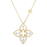 Roberto Coin 18K Yellow Gold Venetian Princess Diamond and White Enameled Necklace