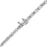 18K White Gold Bezel Set Emerald Cut Diamond Tennis Necklace