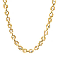 18K Yellow Gold Bezel Set Multi Shaped Diamond Tennis Necklace