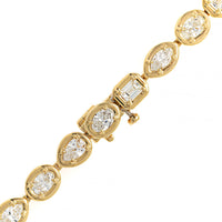 18K Yellow Gold Bezel Set Multi Shaped Diamond Tennis Necklace