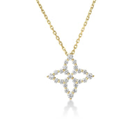 Roberto Coin 18K Yellow Gold Outlined Diamond Princess Flower Necklace