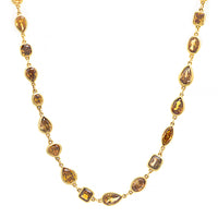 18K Yellow Gold Bezel Set Multi Shaped Melange Diamond Necklace