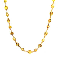 18K Yellow Gold Bezel Set Multi Shaped Melange Diamond Necklace