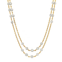 18K Yellow Gold and Platinum 8CTW Diamond By The Yard Necklace