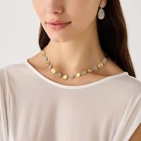 Marco Bicego 18K Yellow and White Gold Lunaria Alta Pave Diamond Petal Necklace