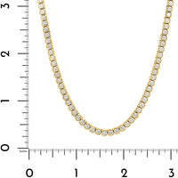 18K Yellow Gold 9CTW Semi Bezel Set Round Diamond Tennis Necklace
