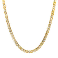 18K Yellow Gold 9CTW Semi Bezel Set Round Diamond Tennis Necklace