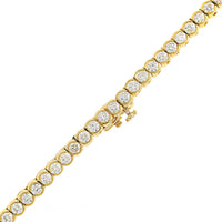 18K Yellow Gold 9CTW Semi Bezel Set Round Diamond Tennis Necklace