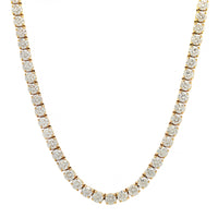 18K Yellow Gold 21CTW 4 Prong Round Diamond Tennis Necklace