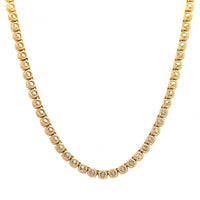 18K Yellow Gold 21CTW 4 Prong Round Diamond Tennis Necklace