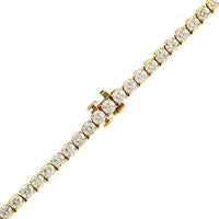 18K Yellow Gold 21CTW 4 Prong Round Diamond Tennis Necklace