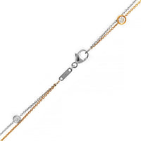18K Rose and White Gold Round Diamond Double Strand Necklace