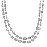 Etho Maria 18K White Gold Double Row Mixed Shape Diamond Necklace