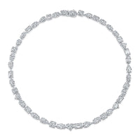 18K White Gold Mixed Shape Diamond Tennis Necklace