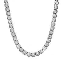 18K White Gold 4 Prong Round Diamond Tennis Necklace