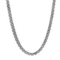 18K White Gold 4 Prong Round Diamond Tennis Necklace