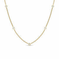Zoe Chicco 14K Yellow Gold Floating Bezel Set Diamond Station Necklace