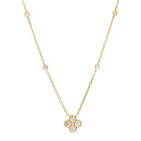 14K Yellow Gold Diamond Clover Pendant Necklace