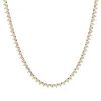 14K Yellow Gold 12CTW Round Diamond Tennis Necklace
