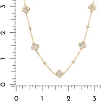 14K Yellow Gold Round Diamond Quatrefoil Station Necklace