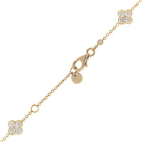 14K Yellow Gold Round Diamond Quatrefoil Station Necklace