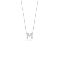 Roberto Coin 18K White Gold "M" Initial Diamond Necklace