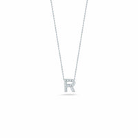 Roberto Coin 18K White Gold "R" Initial Diamond Necklace