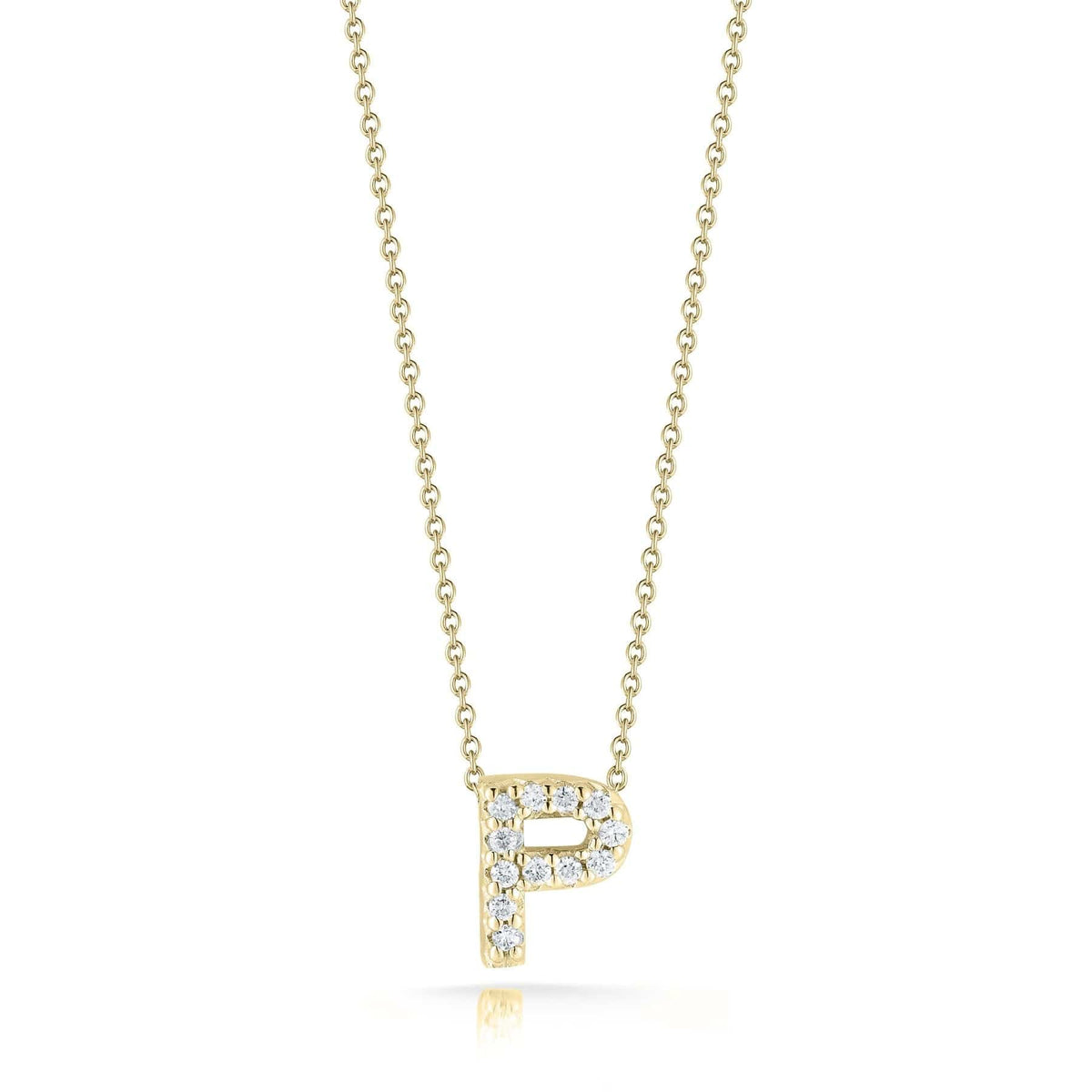 Roberto Coin 18K Yellow Gold "P" Initial Diamond Necklace