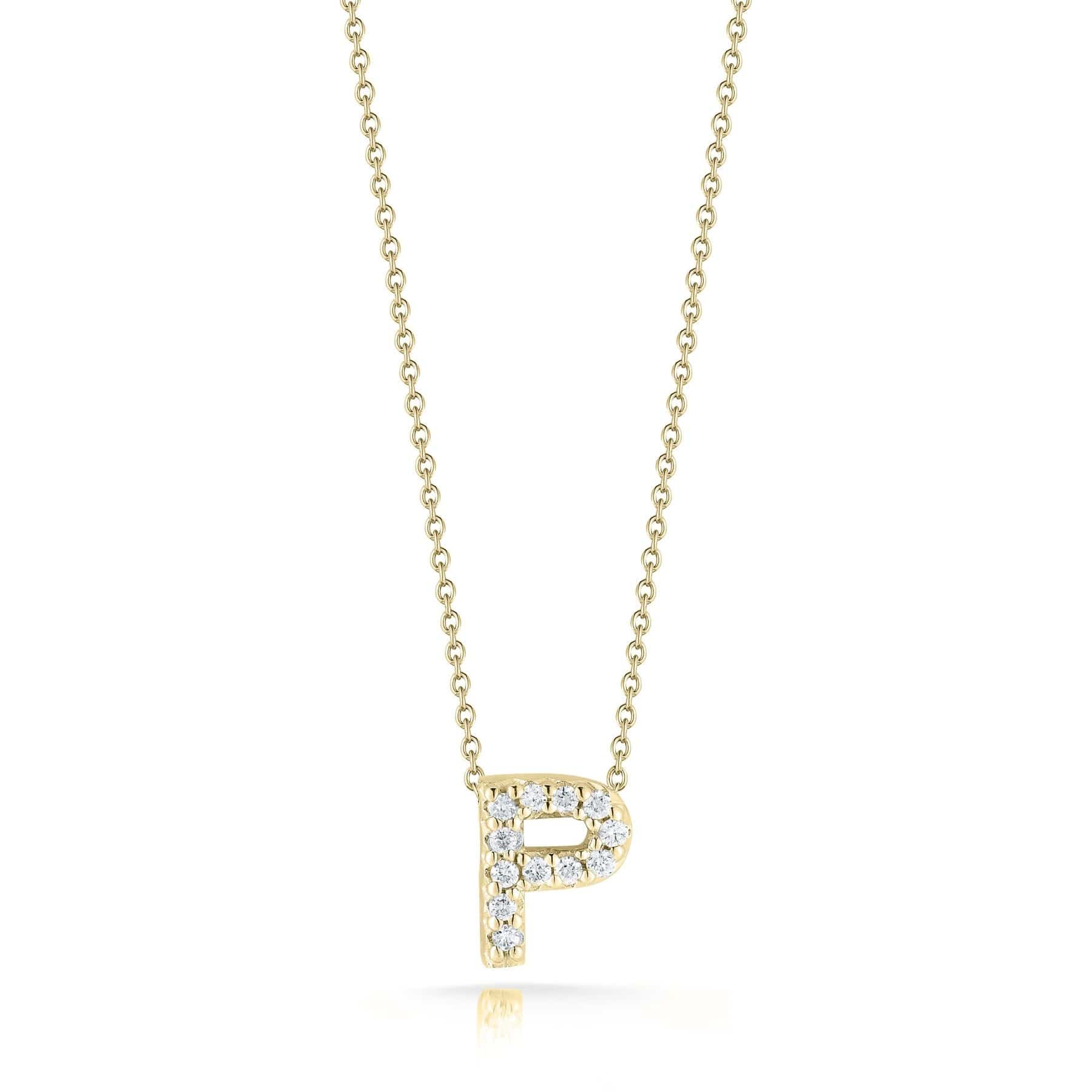 Roberto Coin 18K Yellow Gold "P" Initial Diamond Necklace