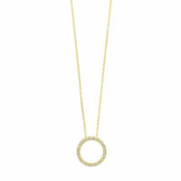 14K Yellow Gold Diamond Circle Pendant Necklace