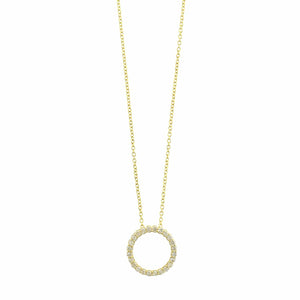 14K Yellow Gold Diamond Circle Pendant Necklace